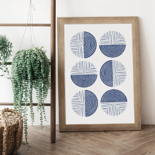 Tunga, blå, modern, geometrisk teckning Poster
