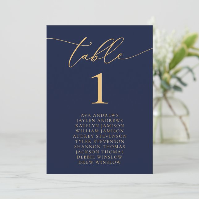 Tunga, blå och Guld-minimalistiskt säte för Bröllo Inbjudningar (Stående Fram)