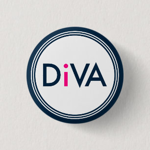 Tunga-blå och Rosa-diva-text-design Knapp