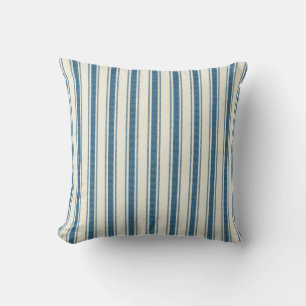 Tunga blå på Ecru Ticking Tape Pillow Kudde