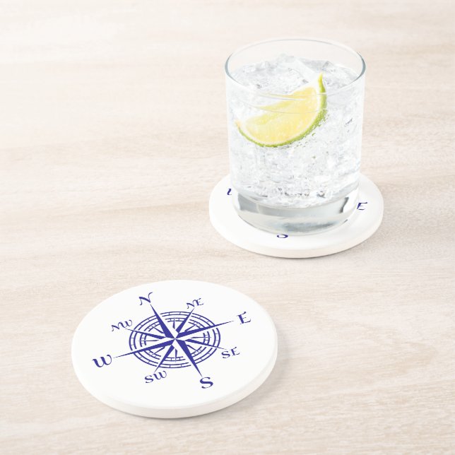 Tunga blå på vit kustdekalkompass Ro Underlägg (Sidan)