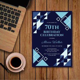Tunga blå rektangel triangel Geometric Birthday Inbjudningar