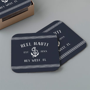 Tunga blå rope & Anchor Boat Namn Square Underlägg Papper Kvadrat