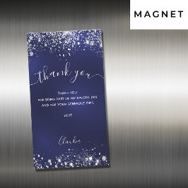 Tunga blå silver glitter-magneten tack för kortet