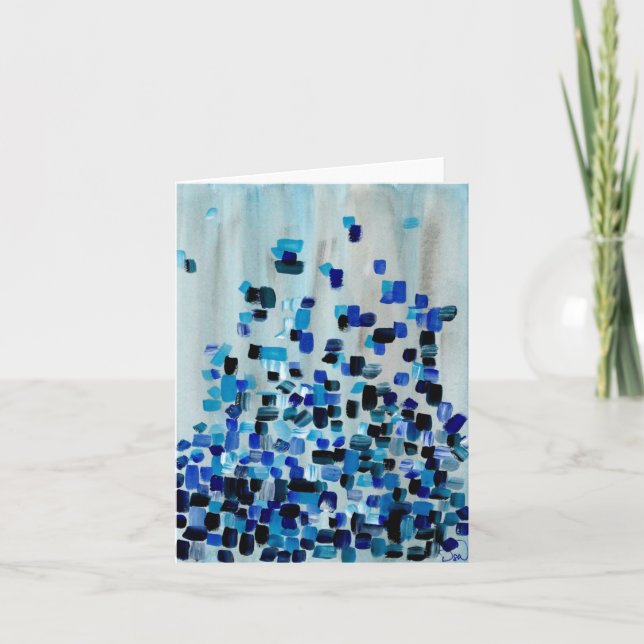 Tunga blå skalfärgsfärgsedel tack kort (Framsida)