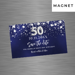 Tunga blå stjärnor 50-årsdagen Spara datum magnete