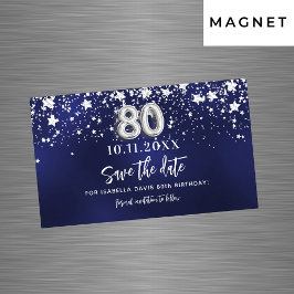 Tunga blå stjärnor 80-årsdagen Spara datum magnete