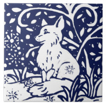 Tunga blå Vinter Fox Woodland Animal Trivet