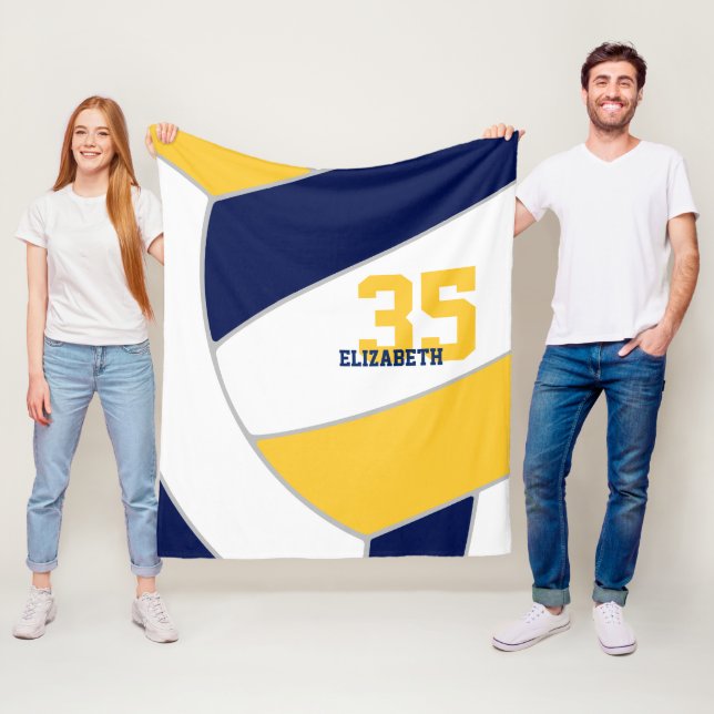 Tunga blåa guld-pojkar Gruva volleyball Fleecefilt (På plats)