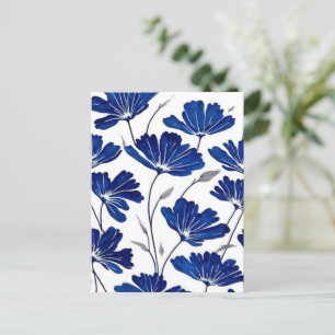 Tunga blåblomma mönster vykort