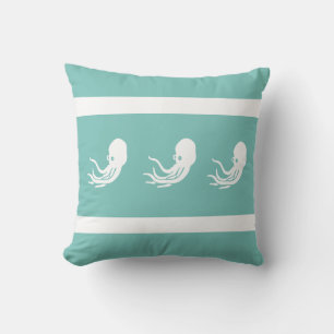 Tunga bläckfiskar/tioarmad bläckfisk vid vit PILLO Kudde