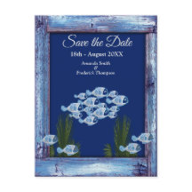 Tunga - Blåtexturerad Spara datumen under vatten