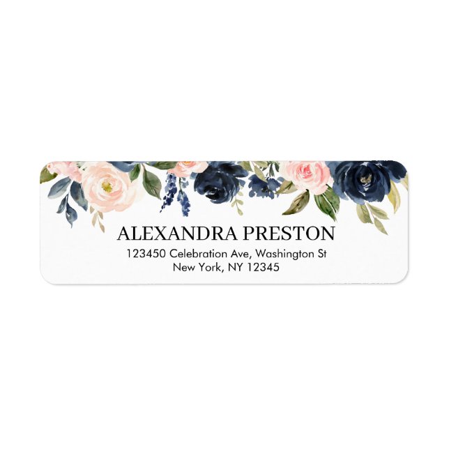 Tunga  Blommigt Greenery Botanical Address Label Returadress Etikett (Framsidan)