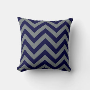 Tunga Blue, Charcol Large Chevron ZigZag Mönster Kudde