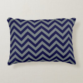 Tunga Blue, Charcol Large Chevron ZigZag Mönster Prydnadskudde