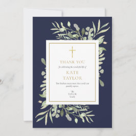 Tunga Blue Greenery Christian Funeral Memorial Tack Kort