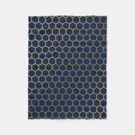 Tunga Blue & Guld Hexagon Geometric Mönster Fleecefilt