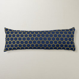 Tunga Blue & Guld Hexagon Geometric Mönster Kroppskudde