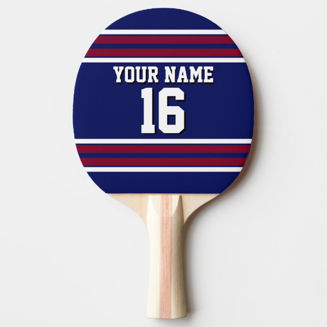 Tunga Blue med Burgundy White Rand Team Jersey Pingisracket (Framsidan)