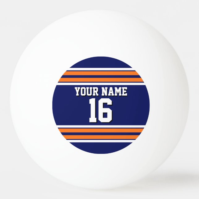 Tunga Blue med Orange White Rand Team Jersey Pingisboll (Framsidan)