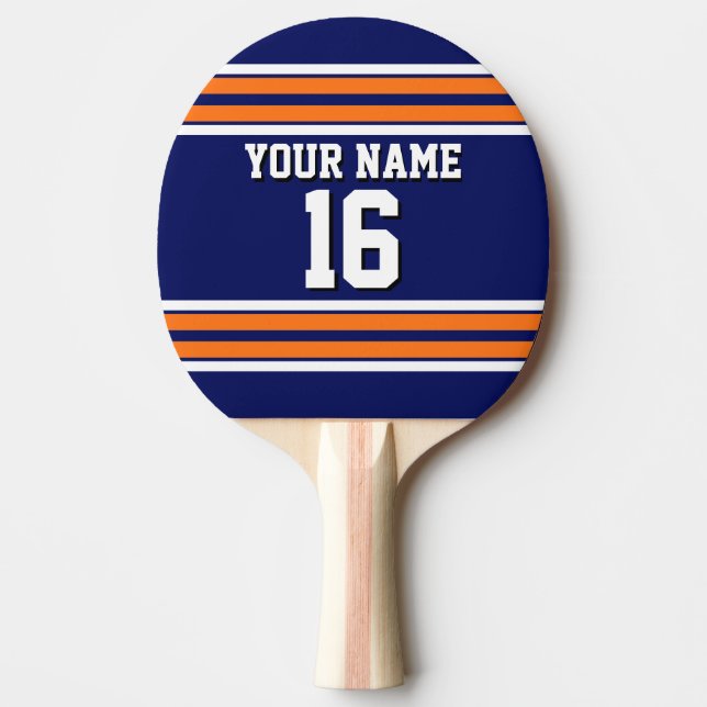 Tunga Blue med Orange White Rand Team Jersey Pingisracket (Framsidan)