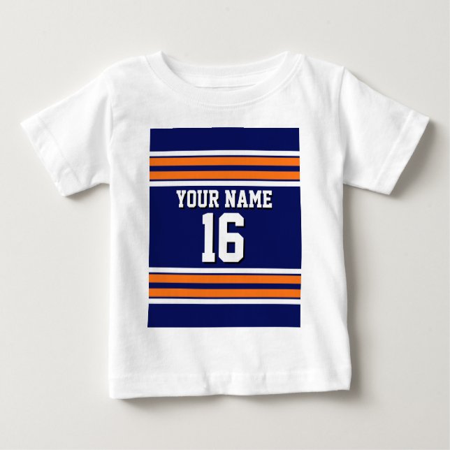 Tunga Blue med Orange White Rand Team Jersey T-shirt (Framsida)
