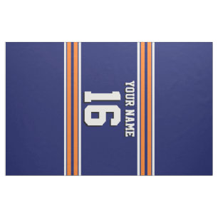 Tunga Blue med Orange White Rand Team Jersey Tyg