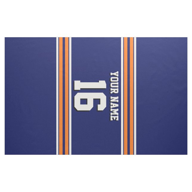 Tunga Blue med Orange White Rand Team Jersey Tyg (Yard)