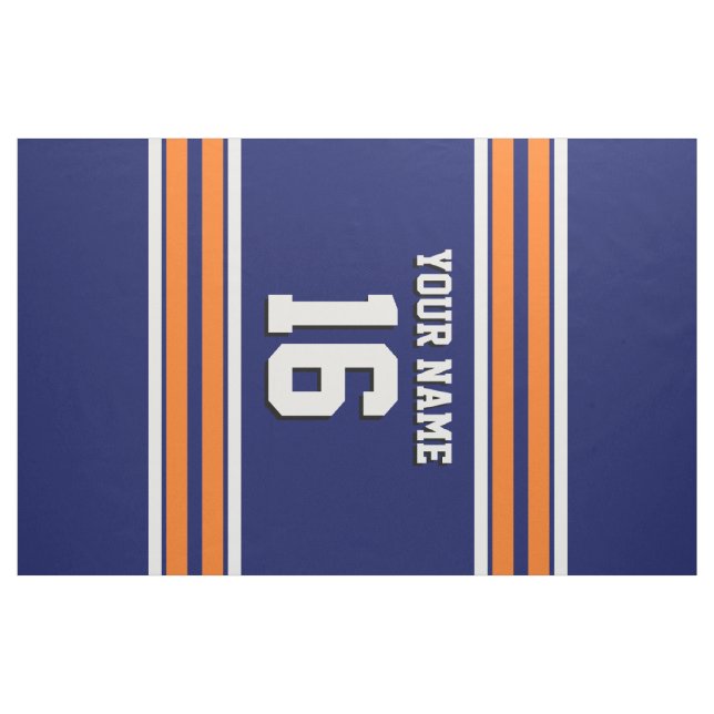 Tunga Blue med Orange White Rand Team Jersey Tyg (Yard)