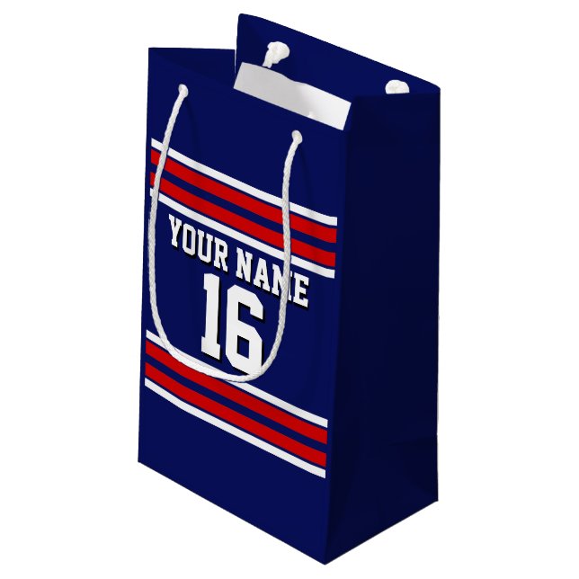 Tunga Blue med Red White Rand Team Jersey (Baksidan Vinklad)