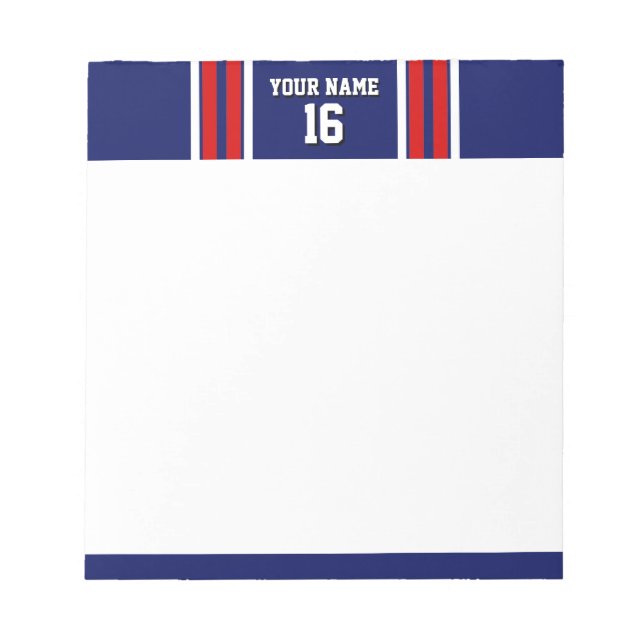 Tunga Blue med Red White Rand Team Jersey Anteckningsblock (Framsida)