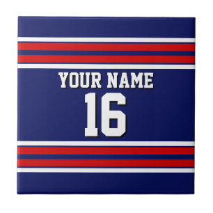Tunga Blue med Red White Rand Team Jersey Kakelplatta