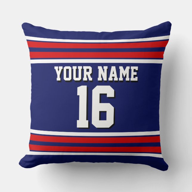 Tunga Blue med Red White Rand Team Jersey Kudde (Framsida)