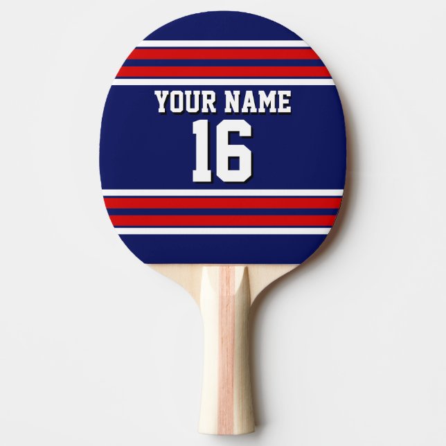 Tunga Blue med Red White Rand Team Jersey Pingisracket (Framsidan)