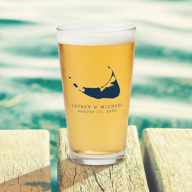 Tunga Blue Nantucket Island ACK Wedding Favor Glaskopp (Skapare uppladdad)