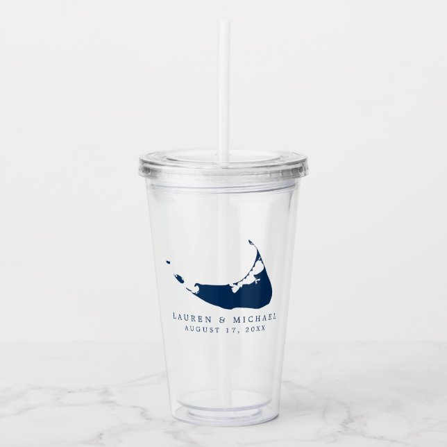 Tunga Blue Nantucket Island ACK Wedding Favor Take Away Mugg (Framsida)