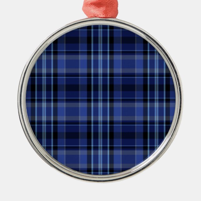 Tunga Blue Play Tartan Julgransprydnad Metall (Framsidan)