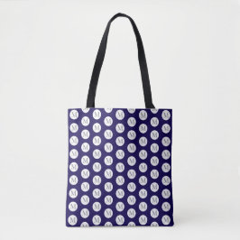 Tunga Blue Polka Dot Monogram Tote Tygkasse