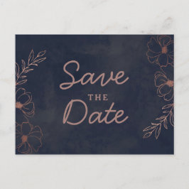 Tunga Blue & Ro Gold Foil Rustic Save Date Meddelande Vykort