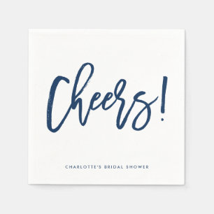 Tunga Blue Rustic Hand Lettering Cheers Bröllop Pappersservett