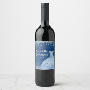 Tunga Blue Silver Magic Winter Mis Quince Vinflaska Etikett