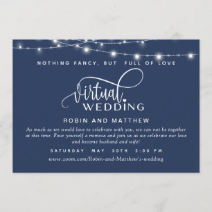 Tunga Blue, String Ljus, Online Virtuellare Bröllo Inbjudningar
