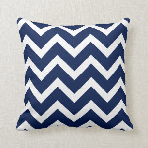 Tunga Blue & White Chevron Zigzag Mönster Kudde