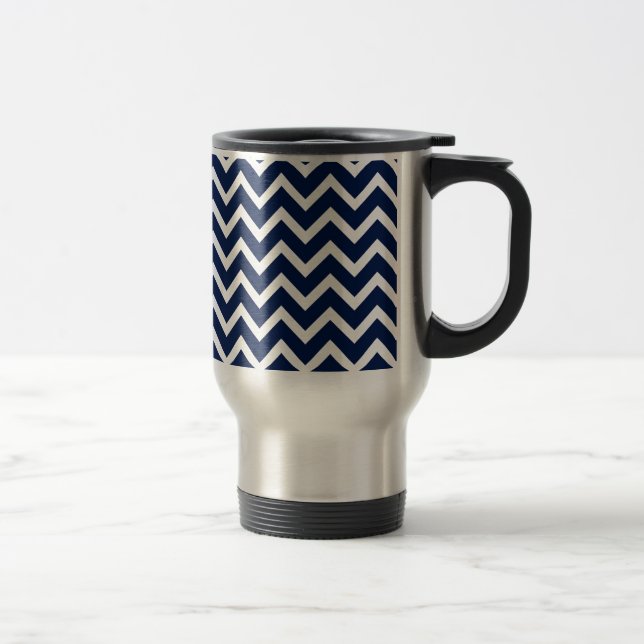 Tunga Blue & White Chevron Zigzag Mönster Resemugg (Höger)