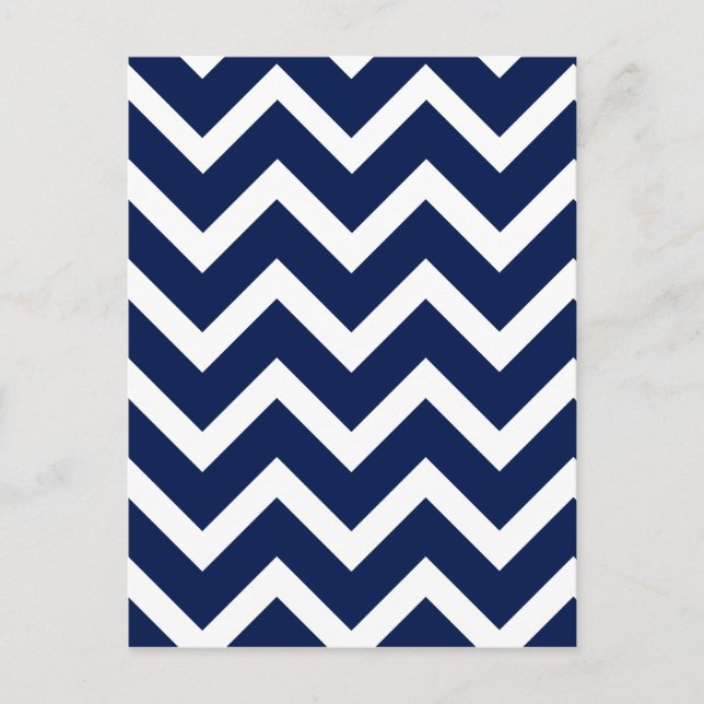 Tunga Blue & White Chevron Zigzag Mönster Vykort (Framsida)