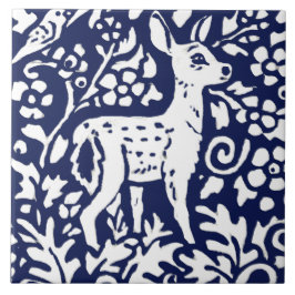 Tunga Blue White Hjort Fawn Woodland Animal Trivet Kakelplatta
