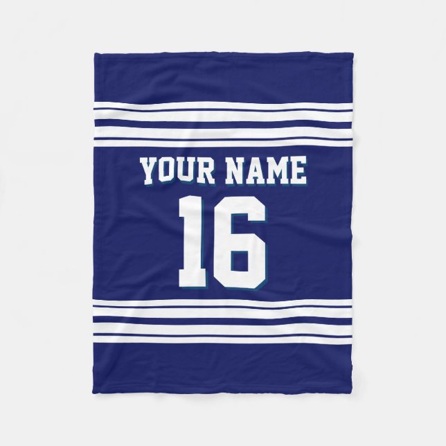 Tunga Blue White Sports Jersey Fleecefilt (Framsidan)