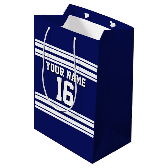 Tunga Blue White Team Jersey Anpassningsbar Number (Baksidan Vinklad)