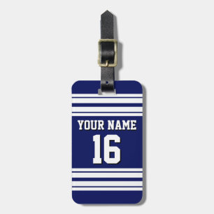 Tunga Blue White Team Jersey Anpassningsbar Number Bagagebricka