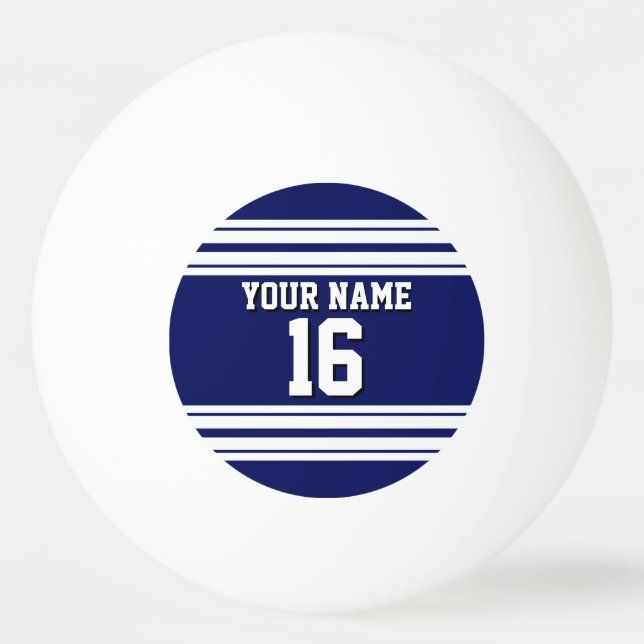 Tunga Blue White Team Jersey Anpassningsbar Number Pingisboll (Framsidan)